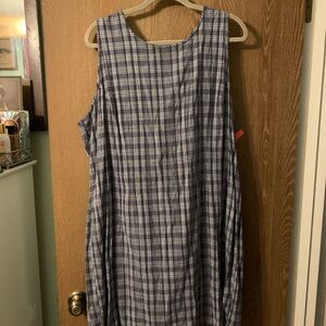 Vintage homemade Blue and white plaid midi dress